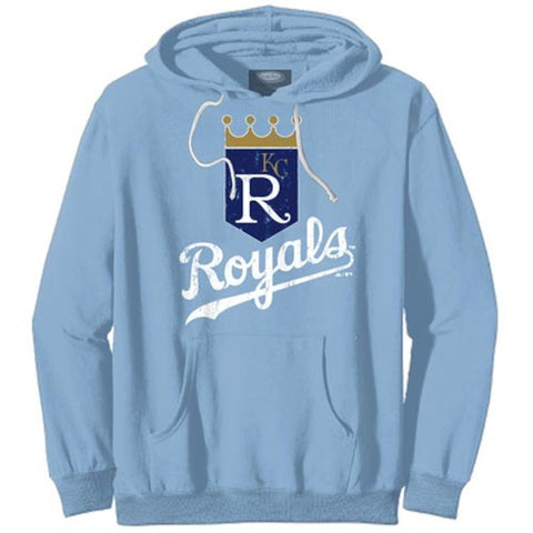 Majestic Threads Kansas City Royals Cooperstown Collection Tri-Blend Pullover Hoodie - Light Blue