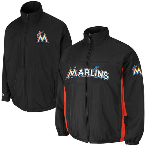 Miami Marlins Majestic Triple Climate 3-In-1 On-Field Jacket - Black