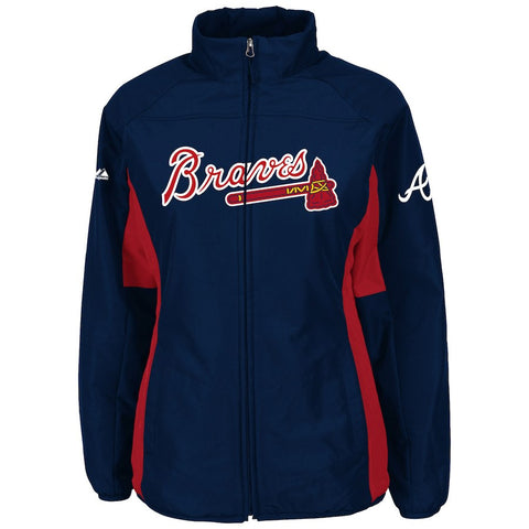 Atlanta Braves Majestic Women's Authentic Collection Double Climate Full Zip Jacket - Navy