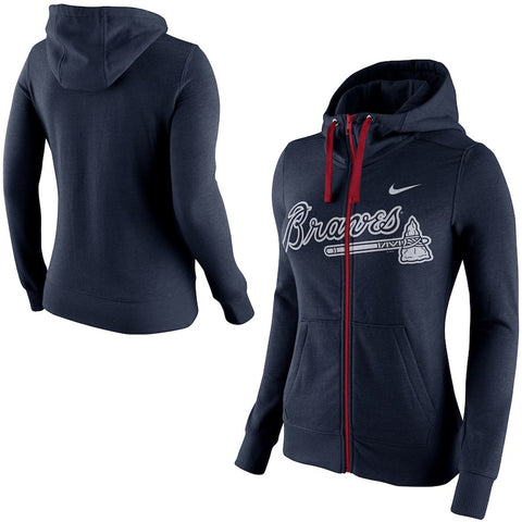Atlanta Braves Women's Blended Full Zip Hoodie - Navy