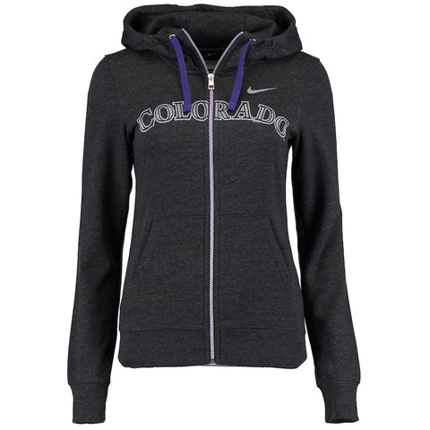 Colorado Rockies Women's Blended Full Zip Hoodie - Black