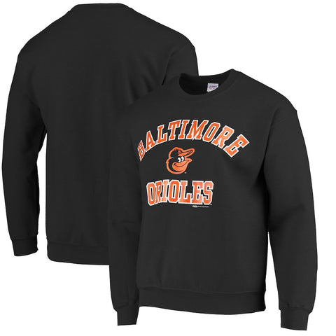 Stitches Baltimore Orioles Warning Track Crewneck Sweatshirt - Black