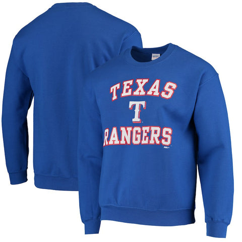 Stitches Texas Rangers Warning Track Crewneck Sweatshirt - Royal Blue