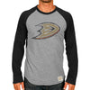 Original Retro Brand Anaheim Ducks Raglan Long Sleeve T-Shirt - Ash/Black