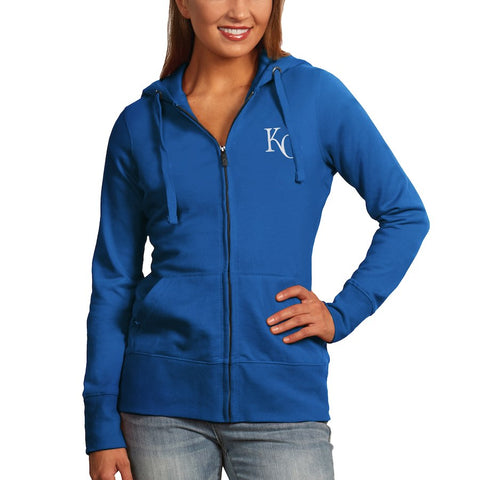 Antigua Kansas City Royals Ladies MLB Full Zip Hoodie Sweatshirt - Royal Blue