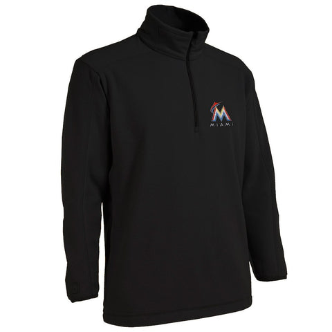 Miami Marlins Antigua Frost Micro Fleece Quarter-Zip Jacket - Black