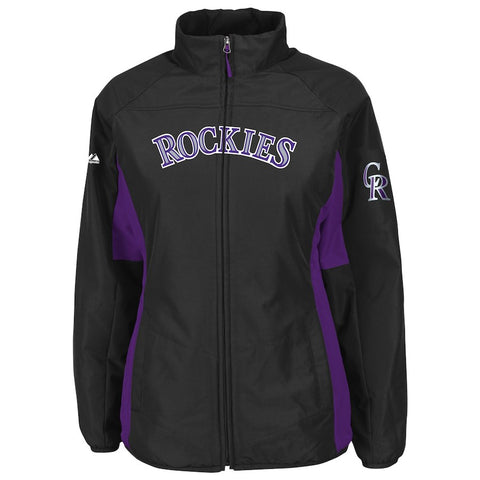 Colorado Rockies Majestic Women's Authentic Collection Double Climate Full Zip Jacket - Black