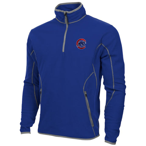 Antigua Chicago Cubs Ice Polar Fleece Quarter Zip Pullover Jacket - Royal Blue