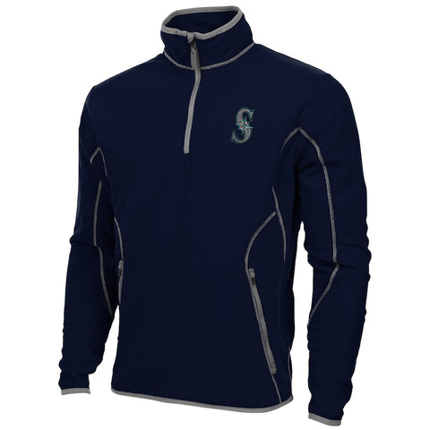 Antigua Seattle Mariners Ice Polar Fleece Quarter Zip Pullover Jacket - Navy Blue