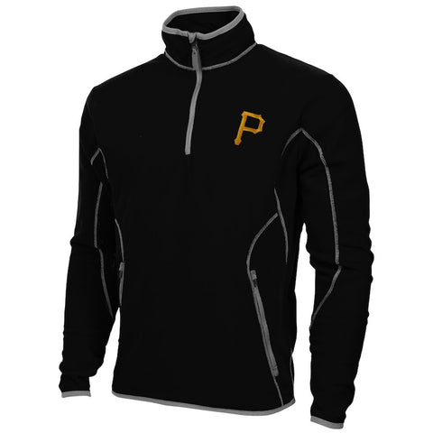 Antigua Pittsburgh Pirates Ice Polar Fleece Quarter Zip Pullover Jacket - Black