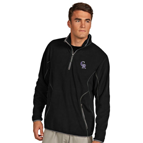 Antigua Colorado Rockies Ice Polar Fleece Quarter Zip Jacket - Black