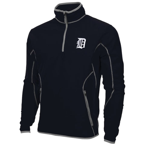 Antigua Detroit Tigers Quarter Zip Ice Polar Fleece Jacket - Navy Blue