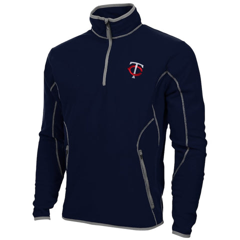 Antigua Minnesota Twins Ice Polar Fleece Quarter Zip Pullover Jacket - Navy Blue