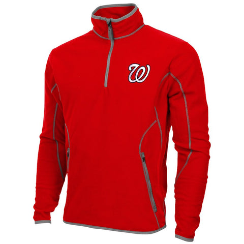 Antigua Washington Nationals Ice Polar Fleece Quarter Zip Pullover Jacket - Red