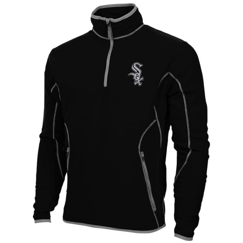 Antigua Chicago White Sox Ice Polar Fleece Quarter Zip Pullover Jacket - Black