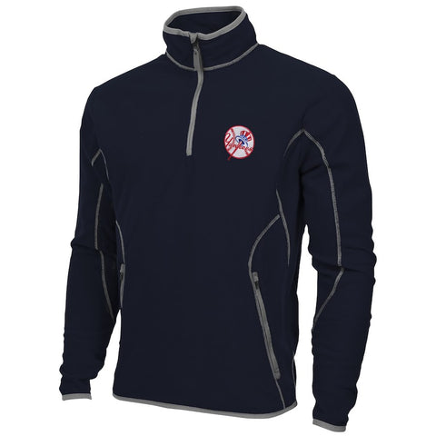 Antigua New York Yankees Quarter Zip Ice Polar Fleece Jacket - Navy Blue