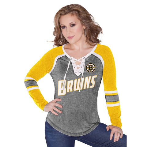 Boston Bruins Touch by Alyssa Milano Women's Hat Trick Long Sleeve T-Shirt - Black