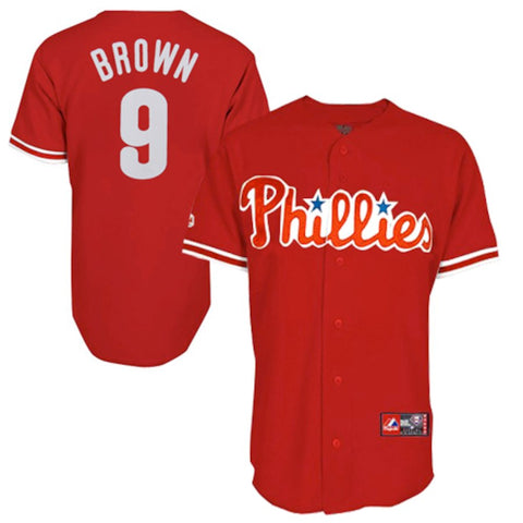 Domonic Brown Philadelphia Phillies Youth #9 Majestic Replica Jersey - Red