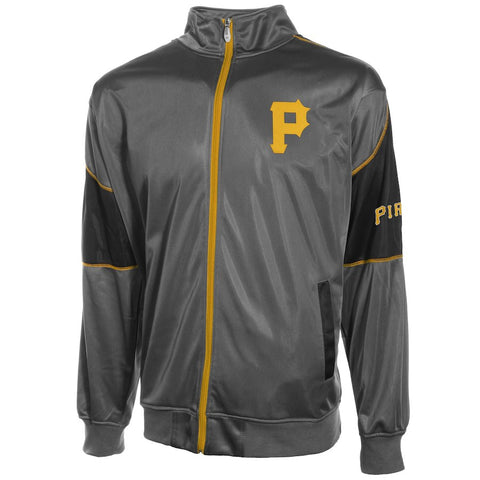 Pittsburgh Pirates Majestic Full Zip Big and Tall Track Jacket - Gray
