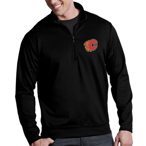 Calgary Flames Antigua Leader 1/4 Zip Pullover - Black
