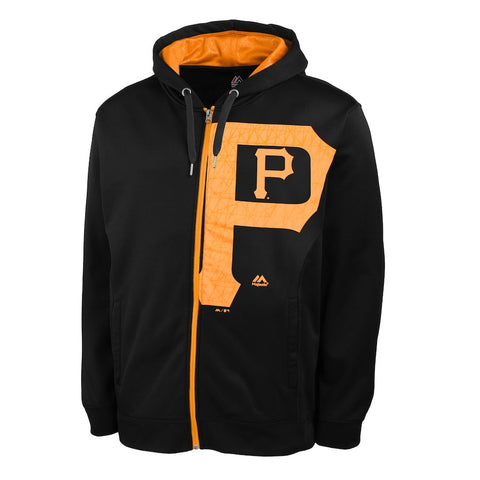 Pittsburgh Pirates Majestic Bring It Home Full Zip Synthetic Hoodie - Black
