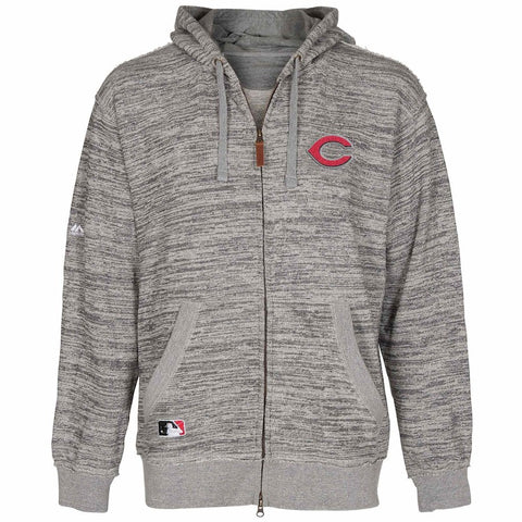 Cincinnati Reds Majestic Authentic Collection Clubhouse Full-Zip Hoodie - Heather Gray