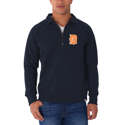 Detroit Tigers '47 Brand Cross Check 1/4 Zip Pullover Sweatshirt - Navy Blue