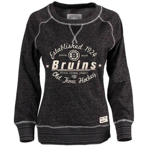 Boston Bruins Old Time Hockey Women's Crystal Sweatshirt - Black
