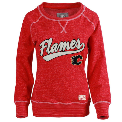 Calgary Flames Old Time Hockey Women's Seneca Snow Fleece Crew Sweatshirt - Red