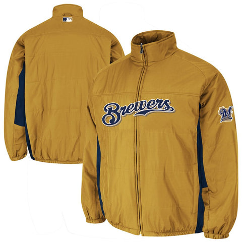 Milwaukee Brewers Majestic Double Climate Full-Zip Jacket - Gold