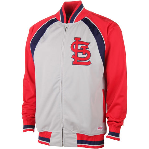St. Louis Cardinals Stitches Poly Brushed Full Zip Track Jacket - Gray