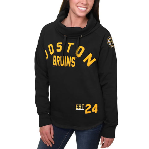 Boston Bruins Women's Fleece Funnel Neck Pullover Sweatshirt - Black
