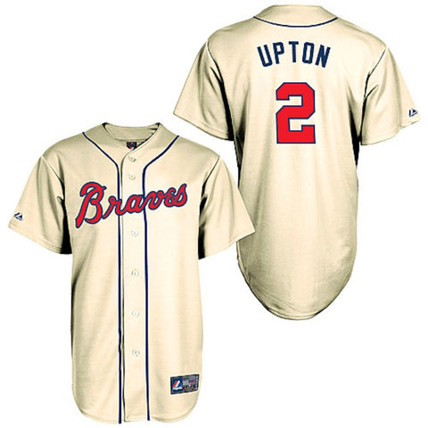 BJ Upton Atlanta Braves Majestic Alternate Old Replica Player Jersey - Cream