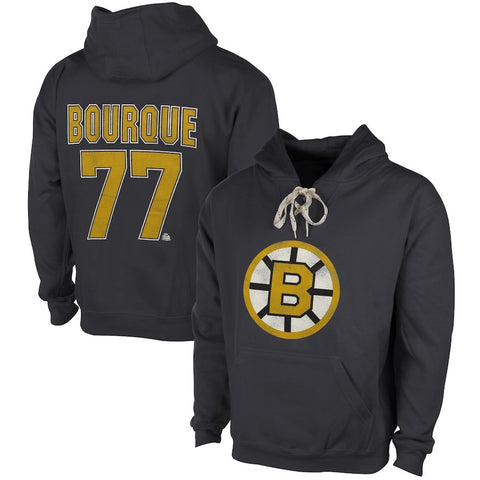 Ray Bourque Boston Bruins Old Time Hockey Malcolm Skate Lace Alumni Hoodie - Heather Gray