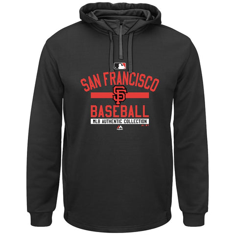 San Francisco Giants Majestic Authentic Team Property On-Field Colorblock Therma Base Hoodie - Black