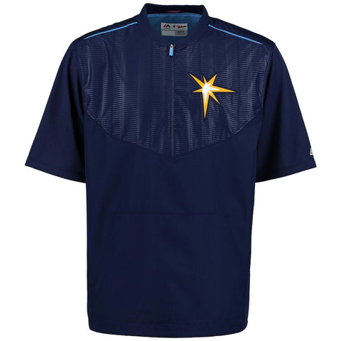 Tampa Bay Rays Majestic On-Field Training Half Zip Pullover Cool Base Jacket - Navy
