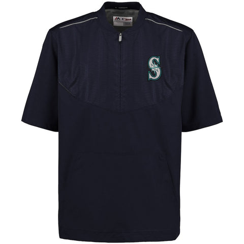 Seattle Mariners Majestic Men's On-Field Training Half Zip Pullover Jacket - Navy