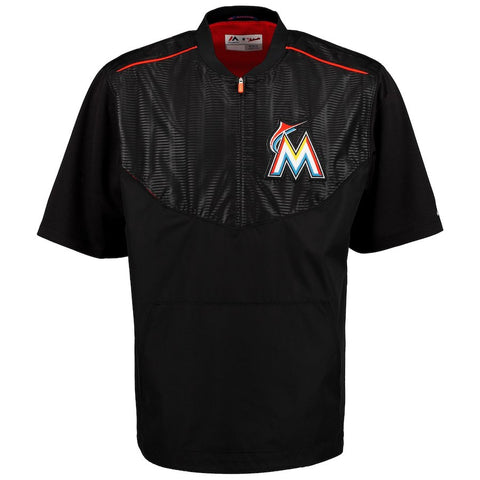 Miami Marlins Majestic Men's On-Field Training Half Zip Pullover Jacket - Black