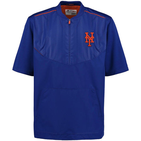 New York Mets Majestic Men's On-Field Training Half Zip Pullover Jacket - Royal