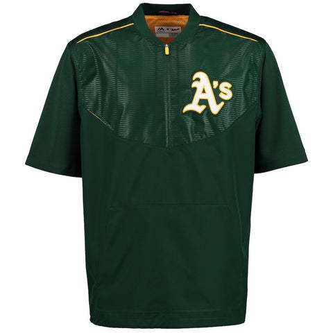 Oakland Athletics Majestic Men's On-Field Training Half Zip Pullover Jacket - Green