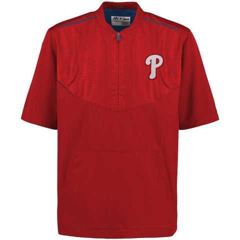 Philadelphia Phillies Majestic Men's On-Field Training Half Zip Pullover Jacket - Red