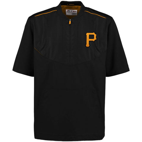Pittsburgh Pirates Majestic Men's On-Field Training Half Zip Pullover Jacket - Black