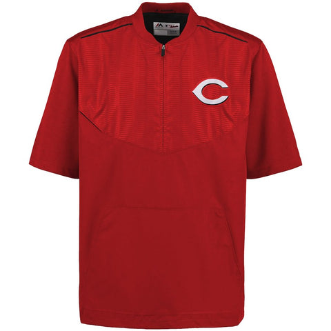 Cincinnati Reds Majestic Men's On-Field Training Half Zip Pullover Jacket - Red