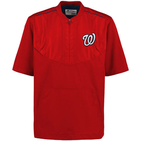 Washington Nationals Majestic Men's On-Field Training Half Zip Pullover Jacket - Red