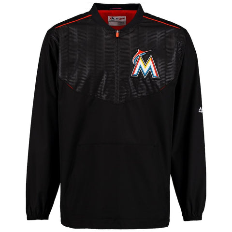 Miami Marlins Majestic On Field Cool Base Training Half-Zip Jacket - Black