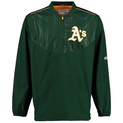 Oakland Athletics Majestic On Field Cool Base Training Half-Zip Jacket - Green