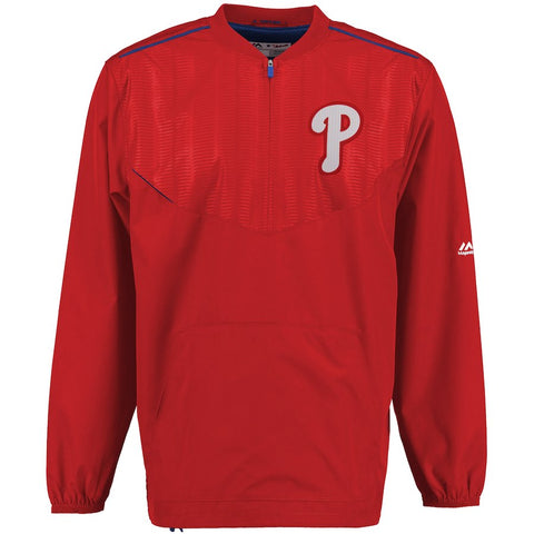 Philadelphia Phillies Majestic On Field Cool Base Training Half-Zip Jacket - Red
