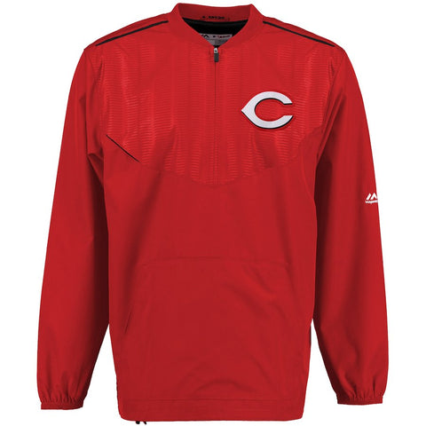 Cincinnati Reds Majestic On Field Cool Base Training Half-Zip Jacket - Red