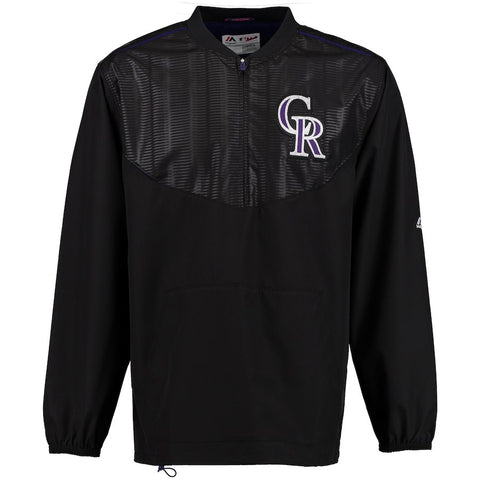 Colorado Rockies Majestic On Field Cool Base Training Half-Zip Jacket - Black