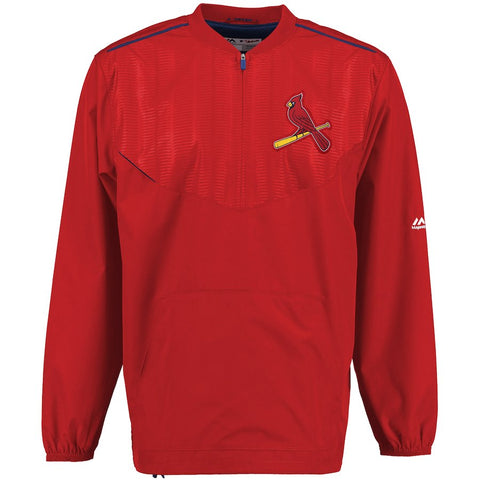 St. Louis Cardinals Majestic On Field Cool Base Training Half-Zip Jacket - Red